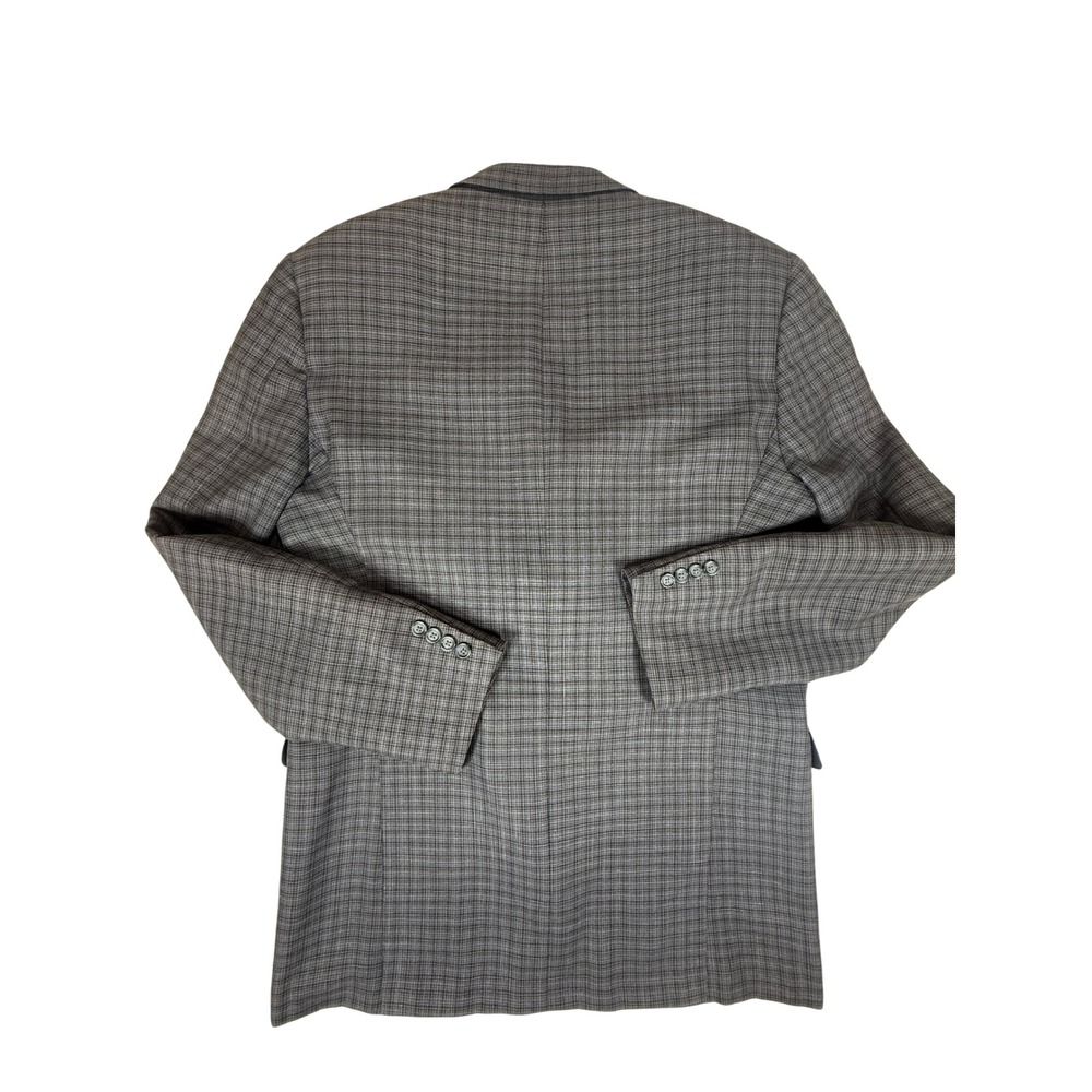 Burberry London Kensington 44L Blue Grey Plaid Linen Wool Linen 3 Button Blazer - Picture 3 of 15